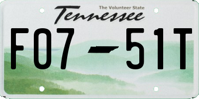 TN license plate F0751T