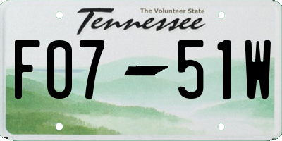 TN license plate F0751W