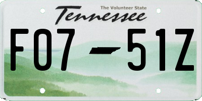 TN license plate F0751Z