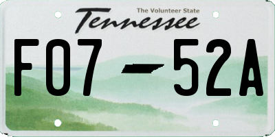TN license plate F0752A