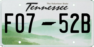 TN license plate F0752B