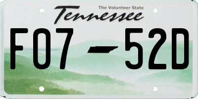 TN license plate F0752D