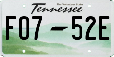 TN license plate F0752E