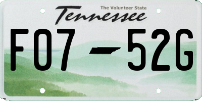 TN license plate F0752G
