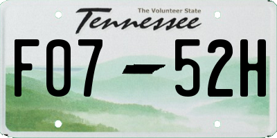 TN license plate F0752H