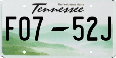 TN license plate F0752J