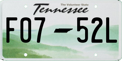TN license plate F0752L