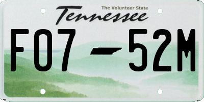 TN license plate F0752M