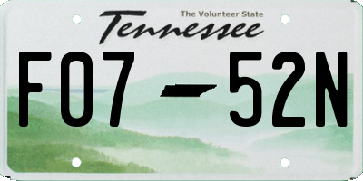 TN license plate F0752N