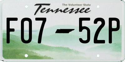 TN license plate F0752P
