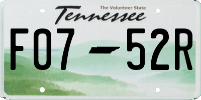 TN license plate F0752R