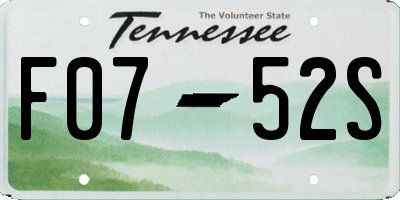 TN license plate F0752S