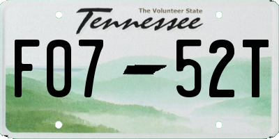 TN license plate F0752T