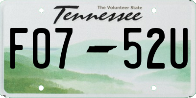 TN license plate F0752U