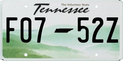 TN license plate F0752Z