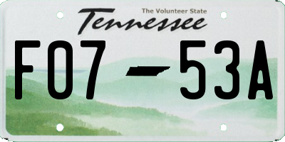TN license plate F0753A