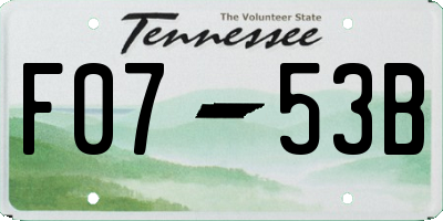 TN license plate F0753B