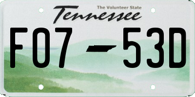 TN license plate F0753D