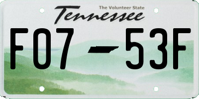 TN license plate F0753F