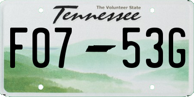 TN license plate F0753G
