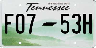 TN license plate F0753H