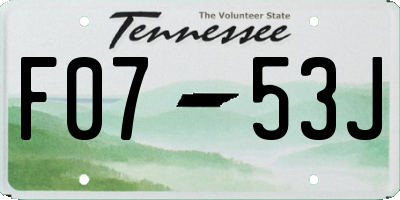 TN license plate F0753J