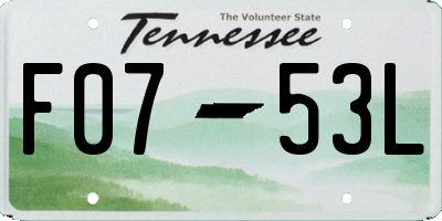 TN license plate F0753L