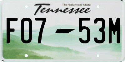TN license plate F0753M
