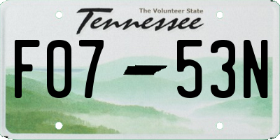 TN license plate F0753N