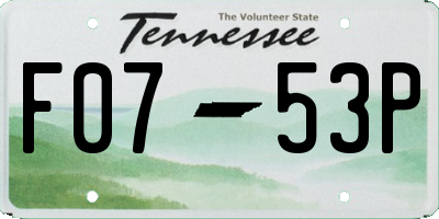 TN license plate F0753P