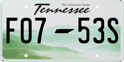TN license plate F0753S