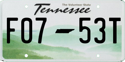 TN license plate F0753T