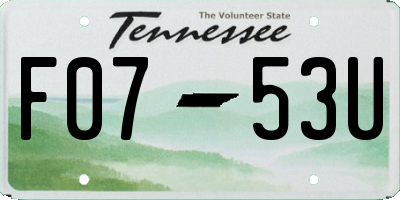 TN license plate F0753U