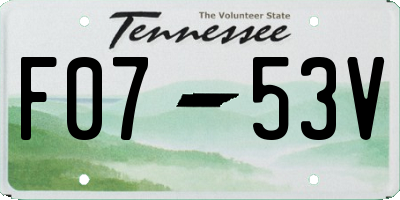 TN license plate F0753V