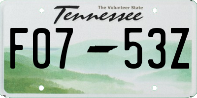 TN license plate F0753Z