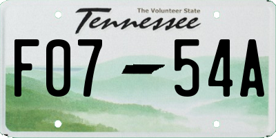 TN license plate F0754A