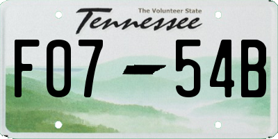 TN license plate F0754B