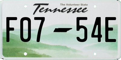 TN license plate F0754E