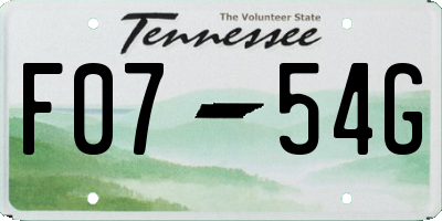 TN license plate F0754G