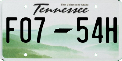 TN license plate F0754H