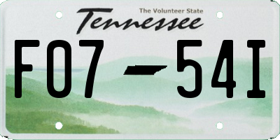 TN license plate F0754I