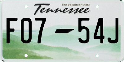 TN license plate F0754J