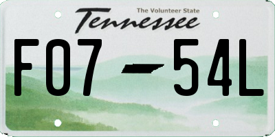 TN license plate F0754L