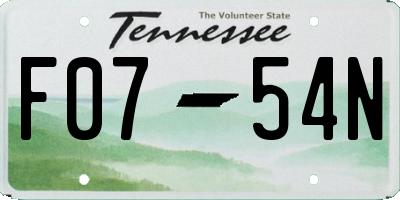 TN license plate F0754N