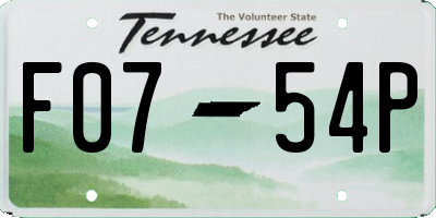 TN license plate F0754P