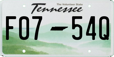 TN license plate F0754Q