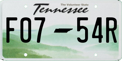 TN license plate F0754R