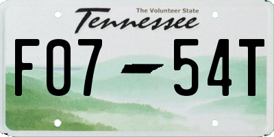 TN license plate F0754T