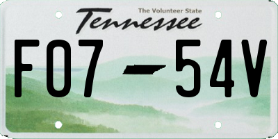 TN license plate F0754V