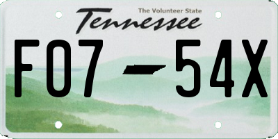 TN license plate F0754X